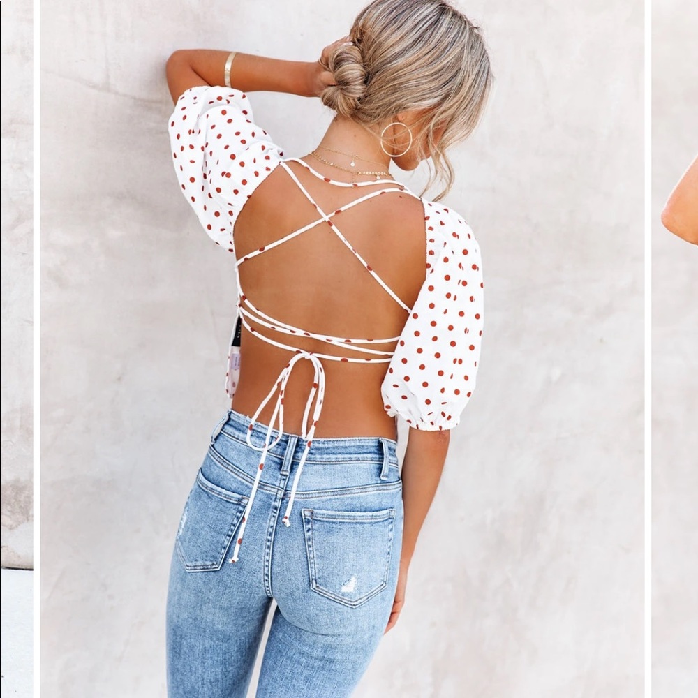 Vici polka dot open back top NWOT